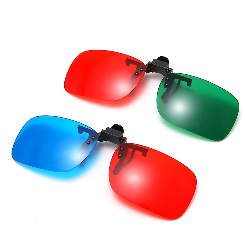 

A Pair Red Blue Green 3D Movies Glasses Black Frame For Dimensional Anaglyph Movie TV