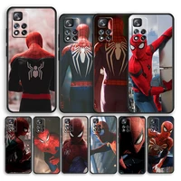 spiderman marvel hero shockproof cover for xiaomi redmi note 11 10 11t 10s 9s 8 7 5g tpu soft silicone black phone case fundas