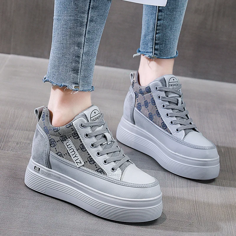 

6.5cm Platform Wedge Women Casual Shoes Hidden Heel Chunky Sneakers Dad Shoes Za Fashion Sneakers Spring Autumn D3-112