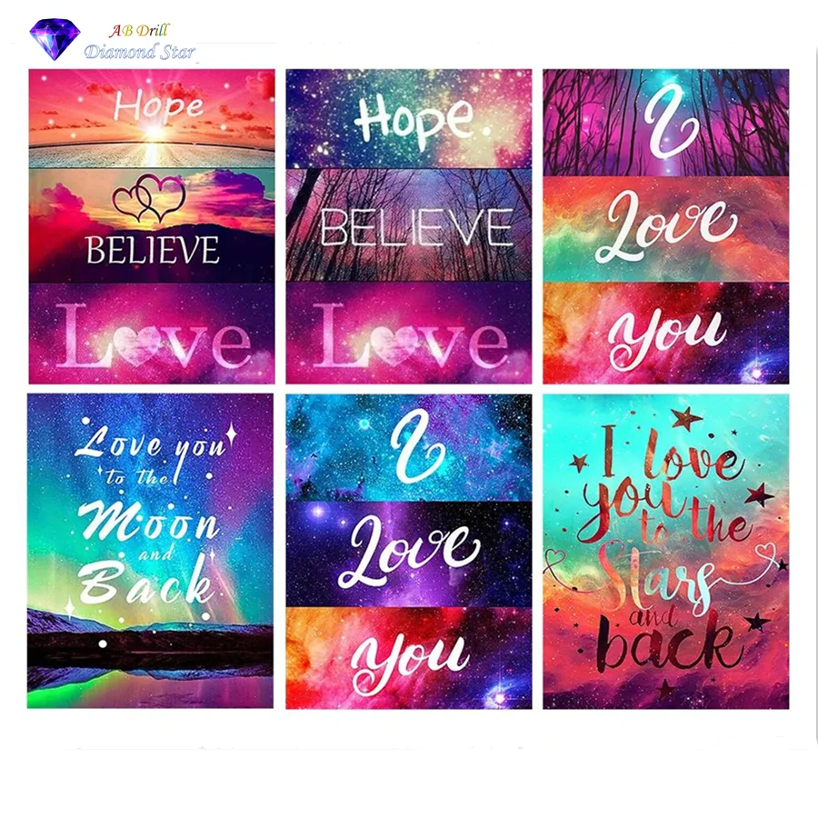 

5D Diy AB square round full drill Diamond Painting velvet canvas Art Diamond Embroidery color starry sky love rhinestones