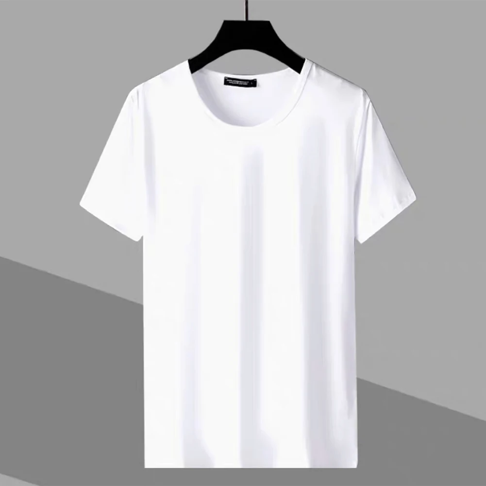 

Fashion Solid T-shirts Men Round Neck Tops Summer Short Sleeve Shirts Casual Slim Fit Tee Top Male Breathable Clothing