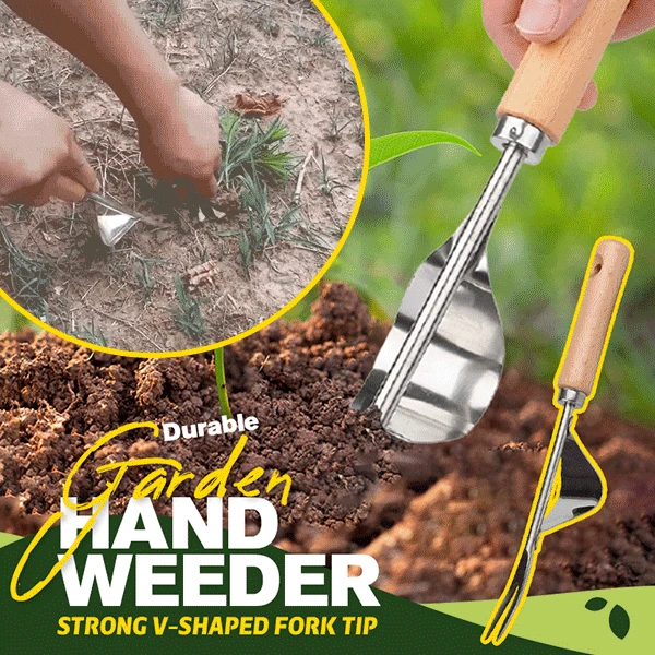 Stainless Steel Wood Handle Garden Weeder Hand Weeding Removal Cutter Puller Tools Multifunction Weeder Transplant Garden Tools