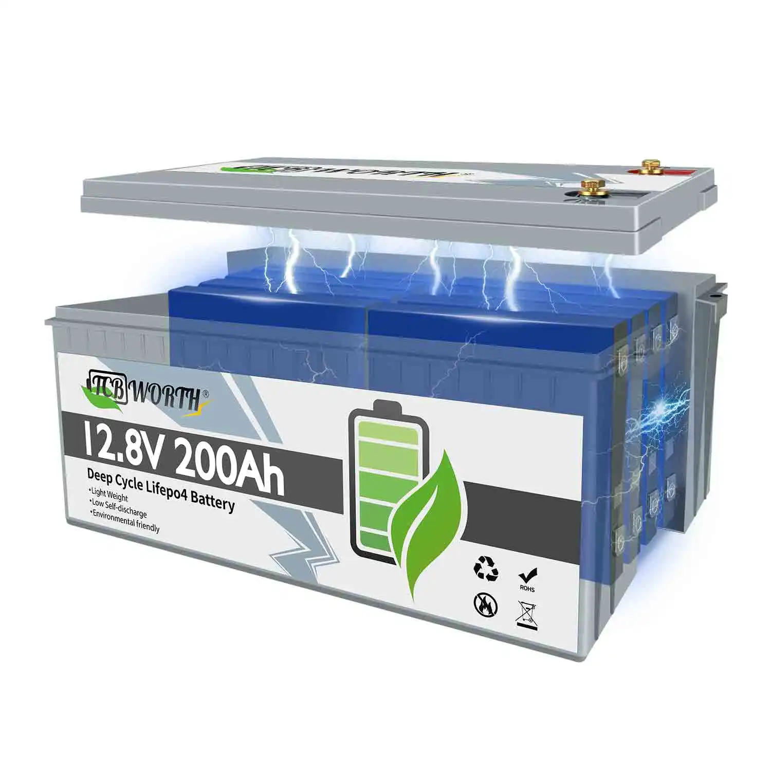 

EU/USA/CA Stock VAT/TAX Free 12v 100Ah 200Ah Lifepo4 Solar Lithium Battery for RV Truck Forklift Gofl Cart Home Energy Supply