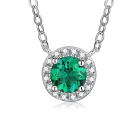 attagems round 5 0mm green emerald gemstone pendant necklace for women 925 sterling silver fashion women fine jewelry with chain