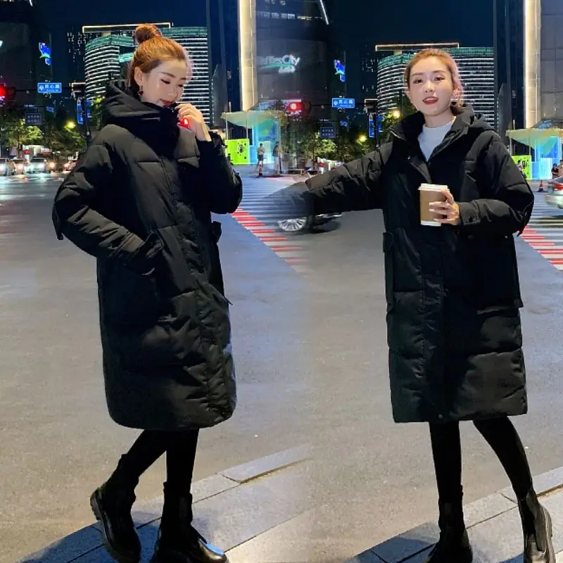 Autumn Winter Jacket Women Parka Warm Thick Long Cotton Coats Black Loose Oversize Hooded Coat Female Plus Size Outerwear 2022
