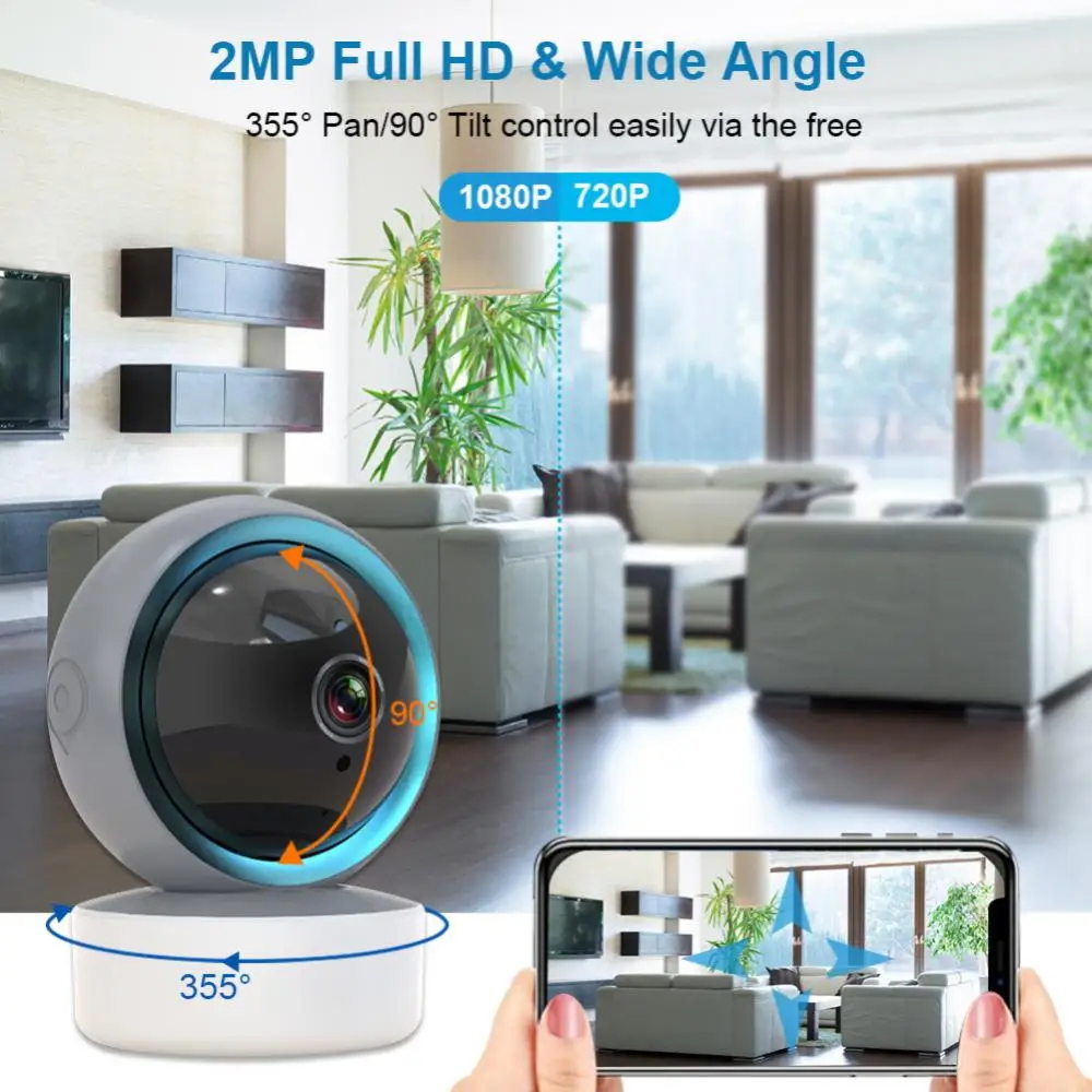 

IP-камера Tuya 1080P Беспроводная с поддержкой Wi-Fi и функцией автослежения