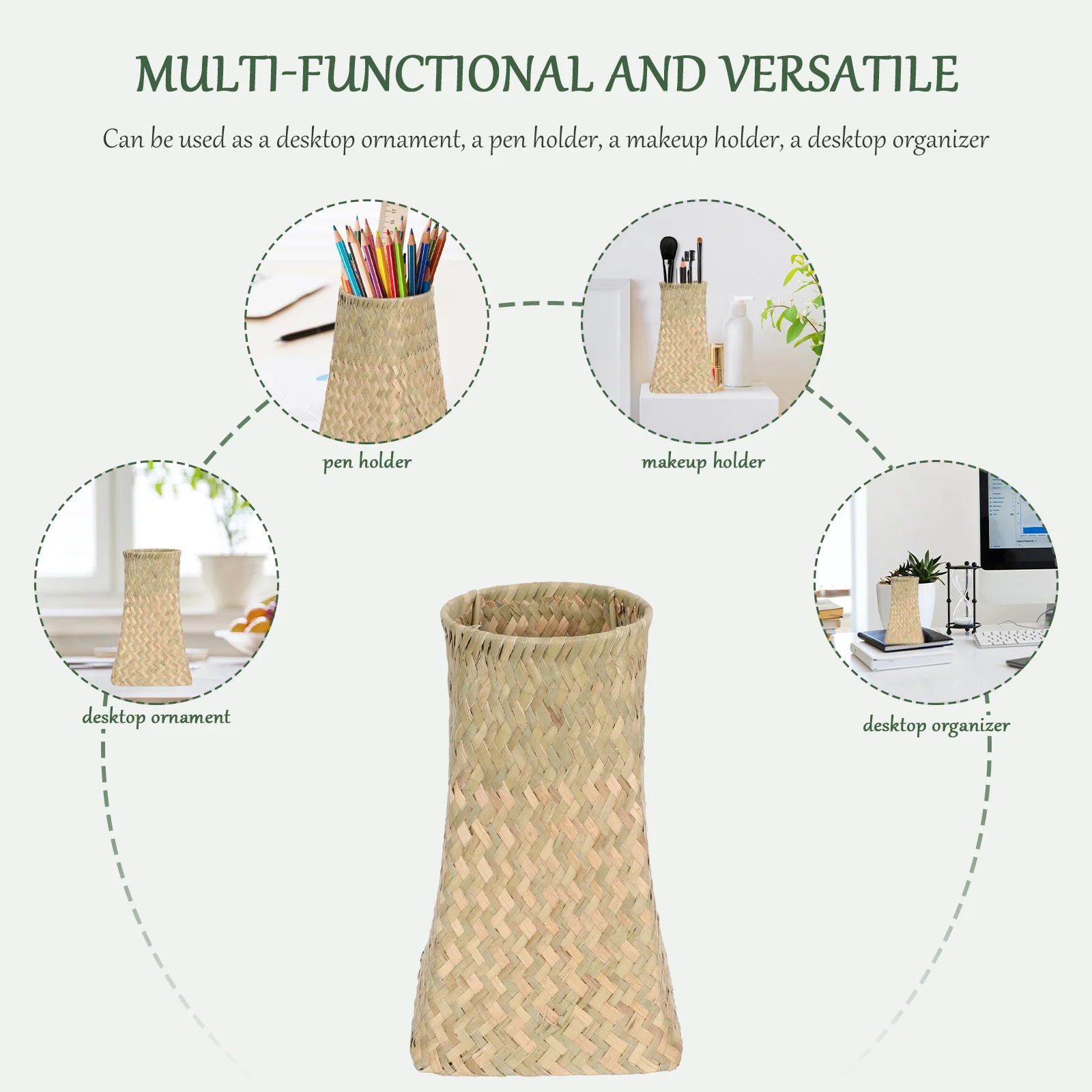 Плетеная ваза банка для карандашей офисный держатель горшка органайзер чехол