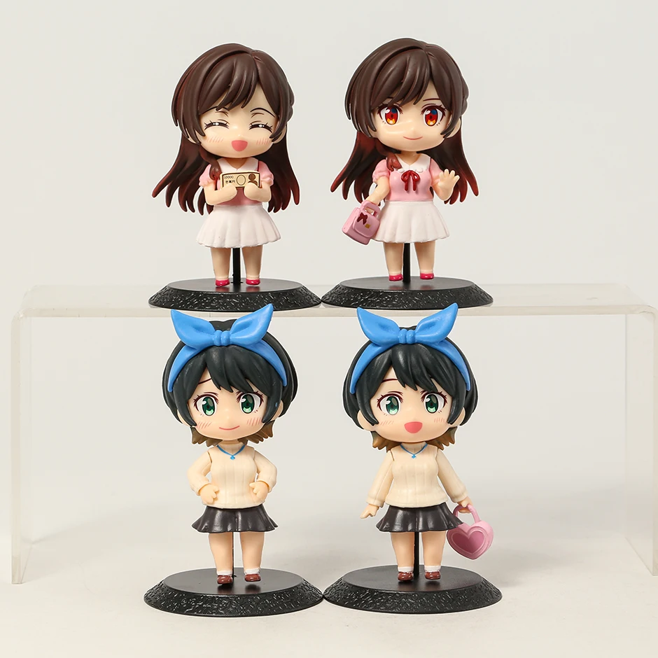 

4pcs/set Rent-A-Girlfriend Ichinose Chizuru Sarashina Ruka PVC Figures Cute Toys Model Dolls Brinquedos