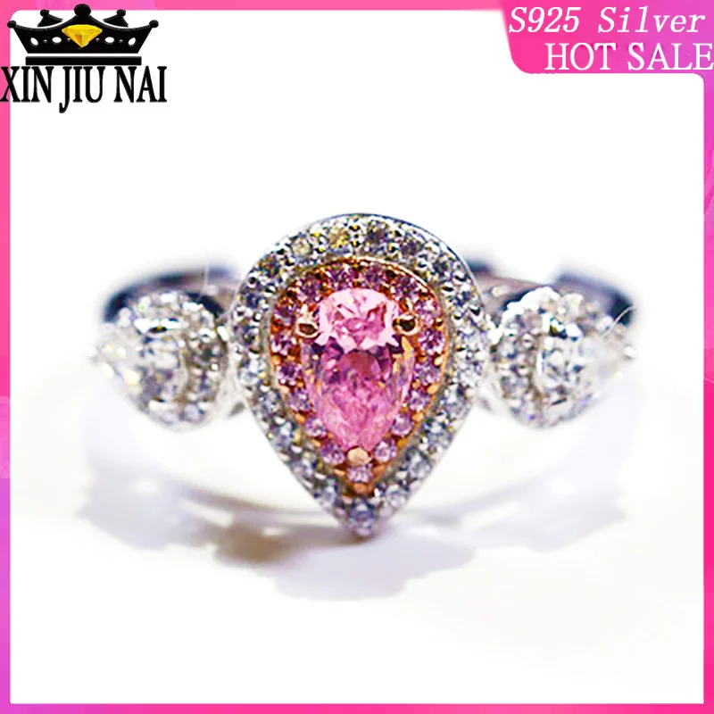 

925 sterling silver ladies high quality crystal with highest Pink romantic princess quality cubic white zirconia jewelry gifts