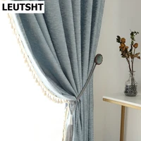 nordic curtains for living dining room bedroom french light luxury high precision jacquard solid color curtain french window
