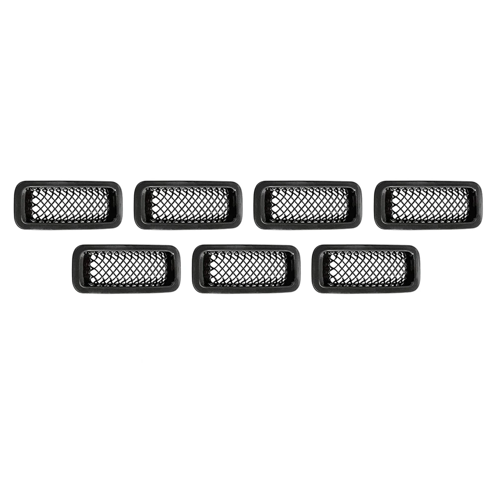 

Front Grille Grill Mesh Insert Decoration Trim Cover for -Jeep Patriot 2011-2016 Accessories, ABS Black 7PCS