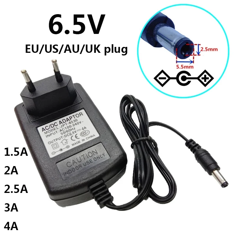 

6.5V 1.5A 2A 2.5A 3A 4A AC/DC Power Supply Adapter Wall Adaptor Universal 5.5*2.5mm 5.5*2.1mm 6.5 Volt Switching Conveter