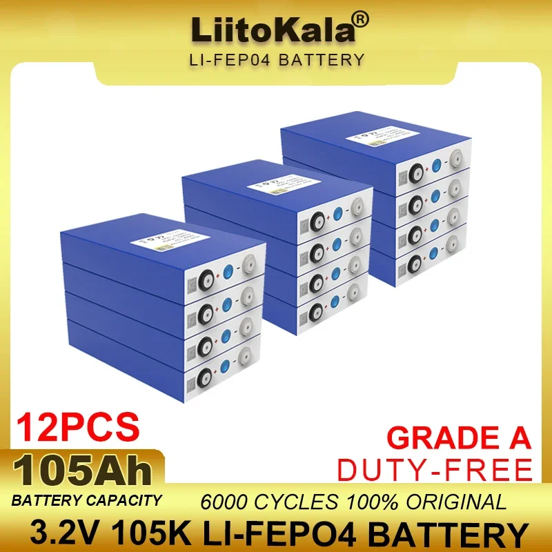 12 шт. класс A 3 2 В 105 Ач LiFePO4 аккумулятор литий-железо-фосфа DIY 24 36 RV электромобиль