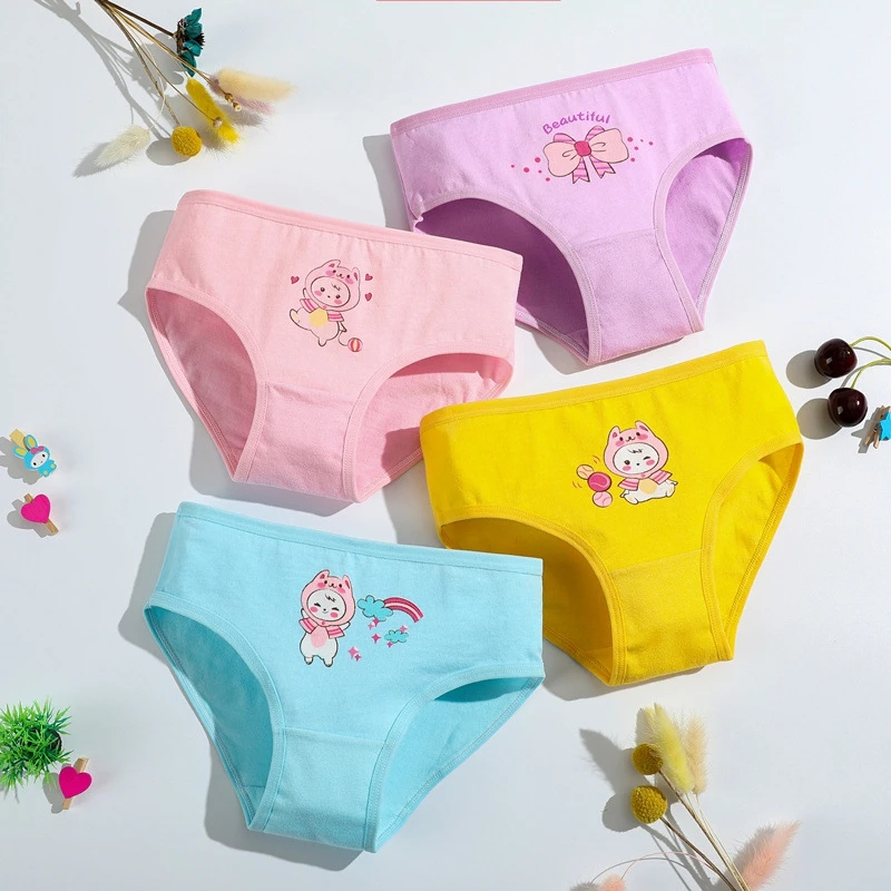 

4PCS/Set Kids Girl Underpants Children's Shorts Panties For Baby Toddler Boxers Teenagers Cartoon Cotton Underwear Underpants
