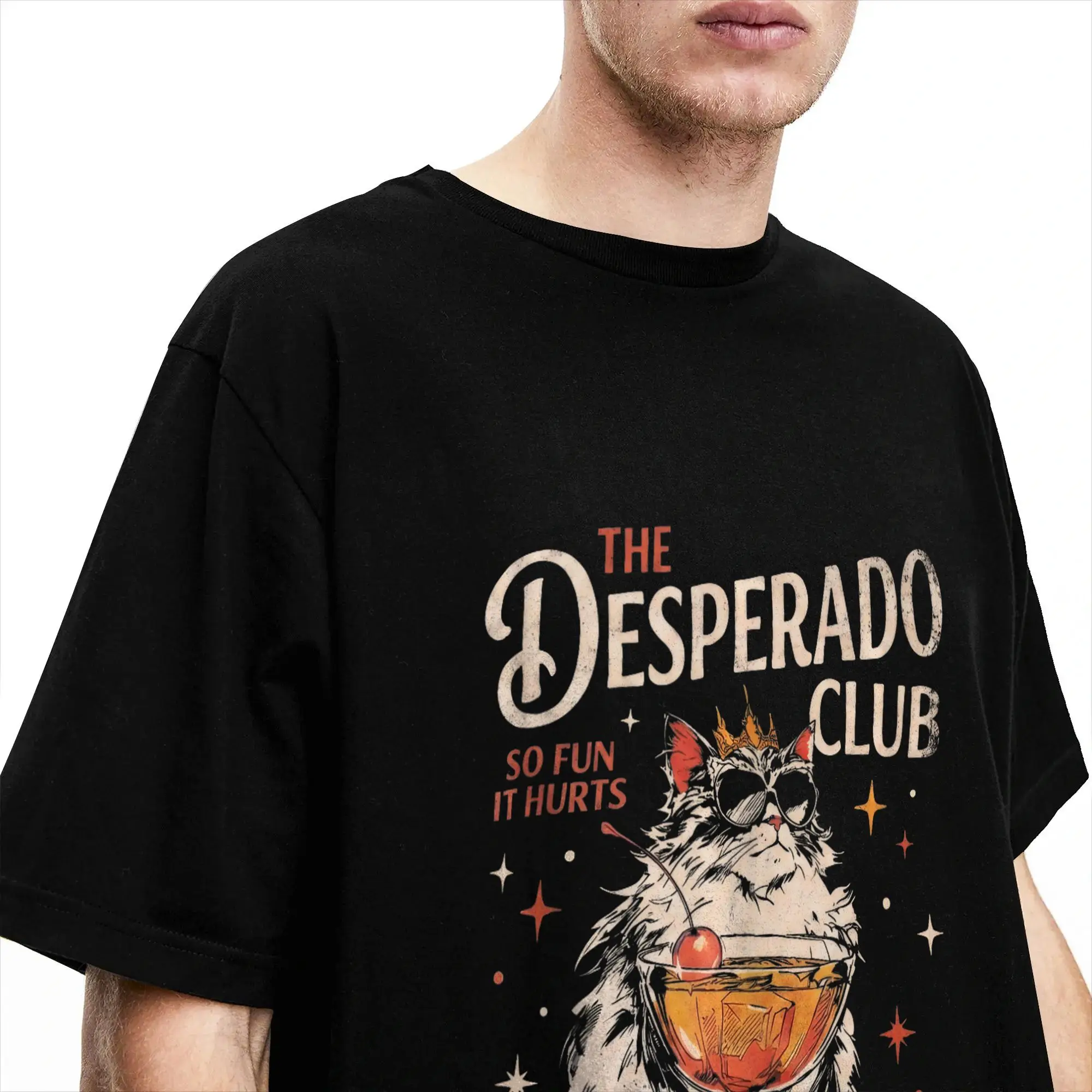 Фото Футболка Desperado Club Mama Needs a Night Off с забавным принтом кошки, пляжная, трендовая, хлопковая, с круглым вырезом, оверсайз, для взрослых №3
