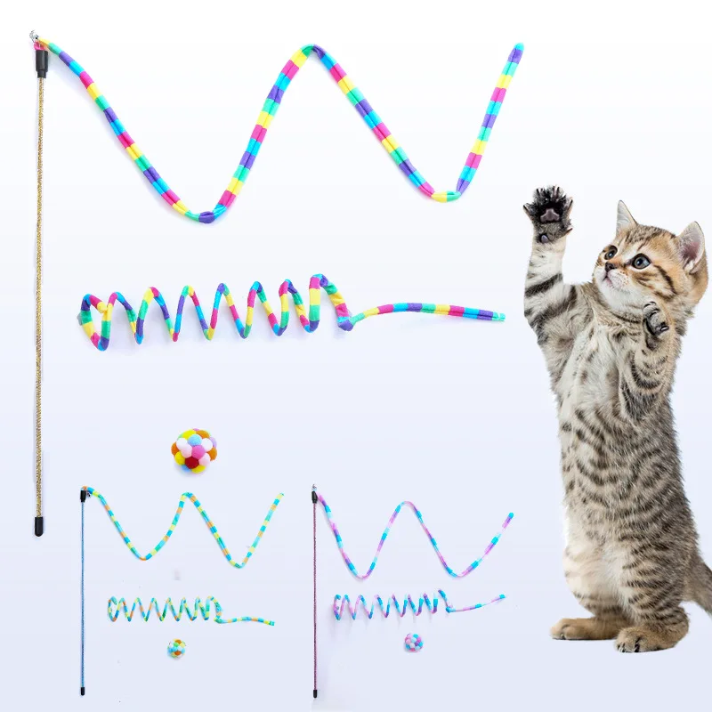 

Interactive Cat Toy Funny Caterpillar Colorful Rod Teaser Wand for Cat Feather Cat Teaser Wand Pet Pet Supplies Kitten Toys