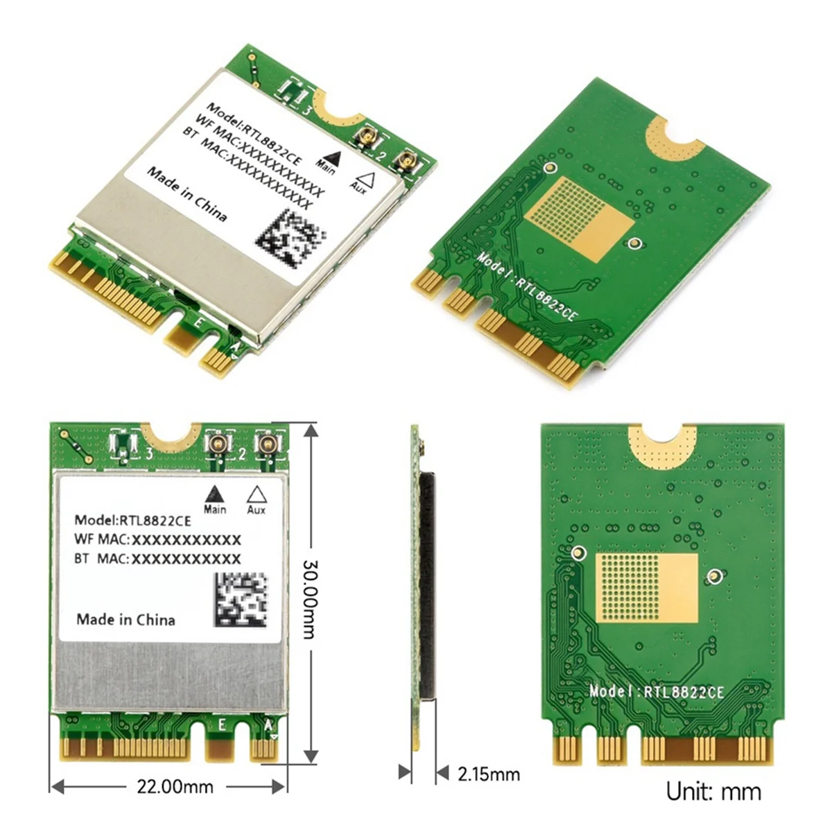Фото FUFU RTL8822CE Беспроводная сетевая карта Двухдиапазонная 2,4G/5G M.2 A/E Key WiFi-карта Bluetooth 5.0 Поддержка ноутбука Win10/11 Linux №2