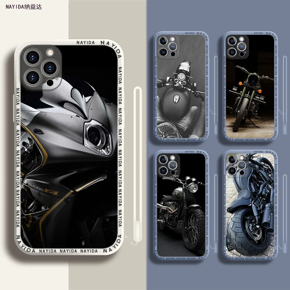 

Phone Case For iPhone 14 13 11 12 Mini Pro Max XS XR X Soft Silicone TPU Cover Black classic motorcycle