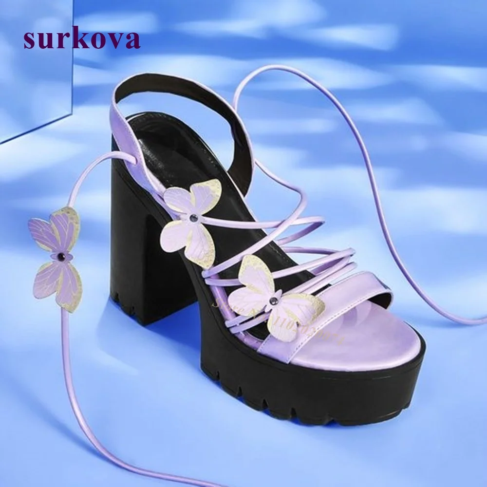 Сандалии с перекрестным ремешком-бабочкой женские босоножки на платформе