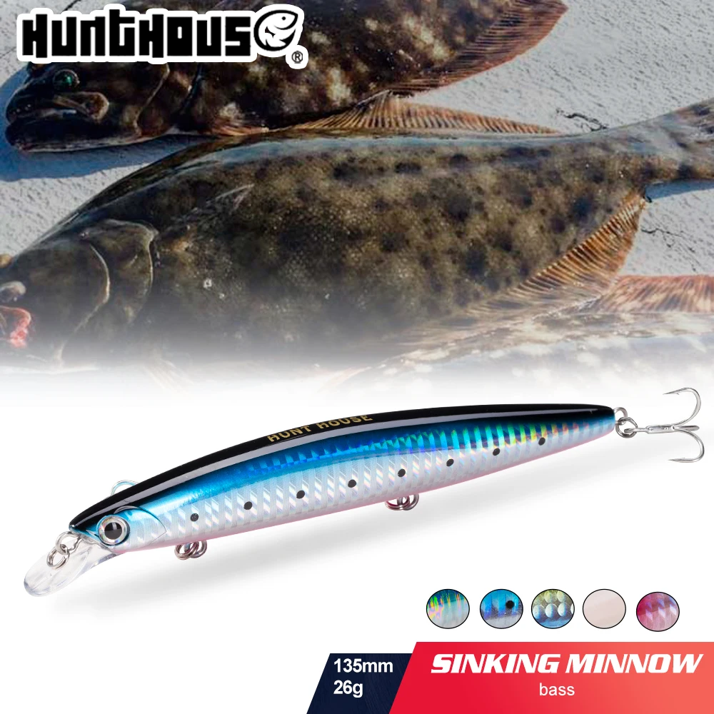 

Hunthouse Fishing Sinking Jerkbait Jetty Minnow Trout Lure 135mm/26g Saltwater Wobbler For Bass Long Casting Pike Bass Perch