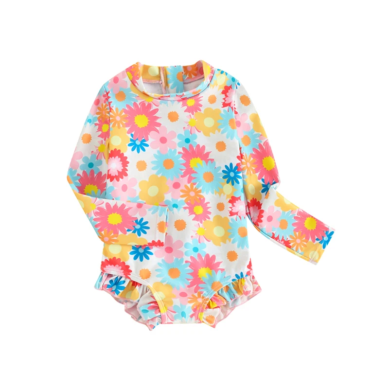 Купальник для маленьких девочек комбинезон с длинным рукавом купальник повязкой