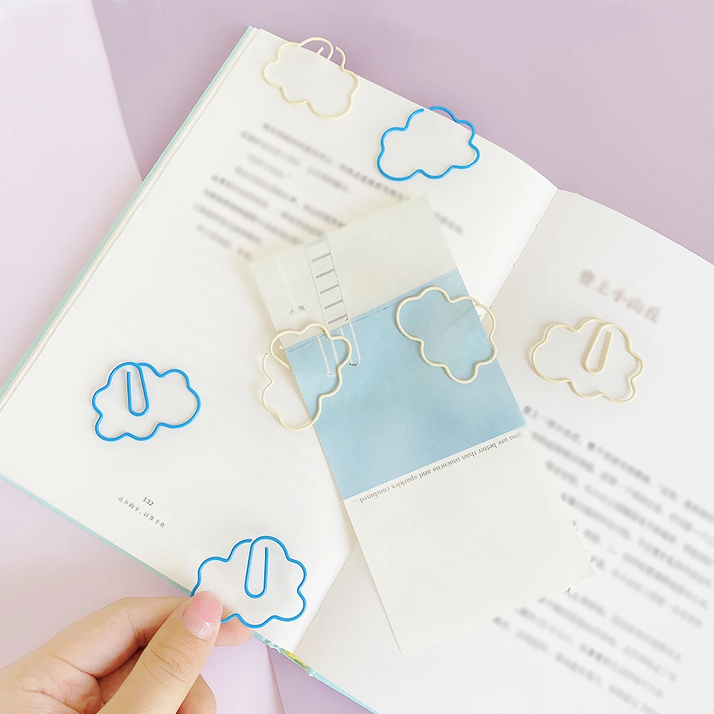 

Paper Clips Papeleria Paperclips Sky Blue Cloud Modeling Paper Clip Colorful Cute Paper Clip Planner Decoration Paper Clip Metal