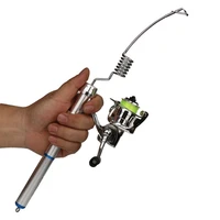 as portable mini ice fishing rod 38cm raft fishing rod spinning carbon telescopic stainless rod reel pole bait casting reel rod