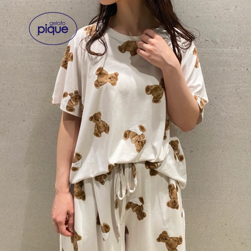 

Sleepwear Gelato Pique Women Pajamas Room Wear Ladies Short Set Home Summer Modal Bear