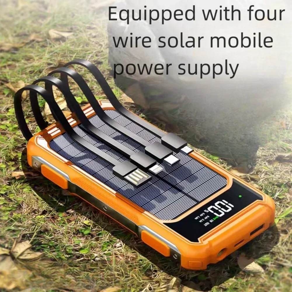 

Аккумулятор на солнечной батарее 10000 мАч с кабелем типа C, Внешнее зарядное устройство для быстрой зарядки для iPhone, Samsung, Huawei, Xiaomi и