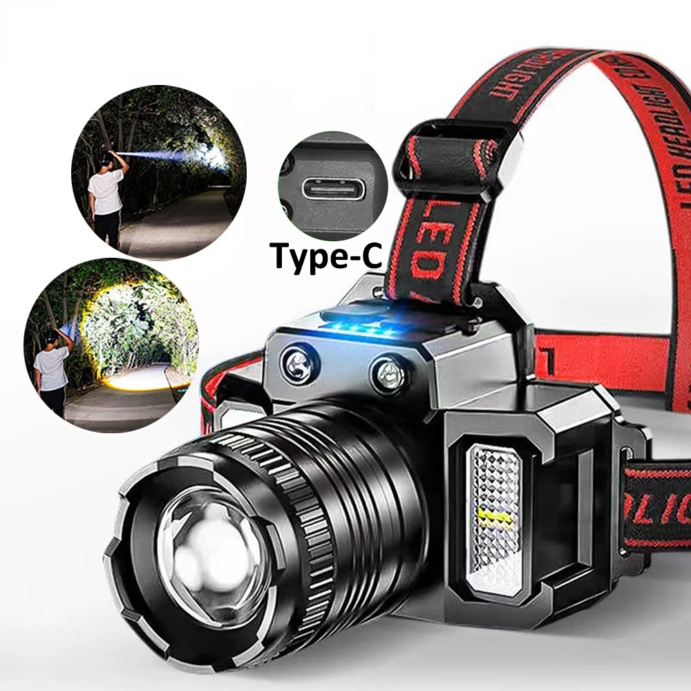 

Headlamp Rechargeable 2000mah Super Bright Torch Light T51 Induction LED Headlight Waterproof Camping Mobile Power Bank Flashing