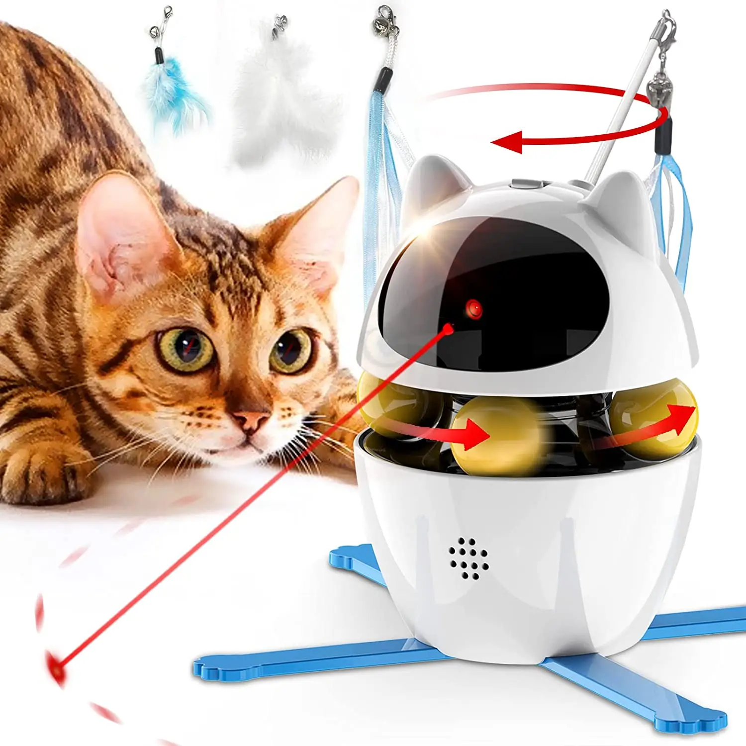 

Stick Automatic Cat Acvessories Cat Self Ball Interactive For 4-in-1 Intelligent Feather Pet Playing Laser Indoor Toys Toy