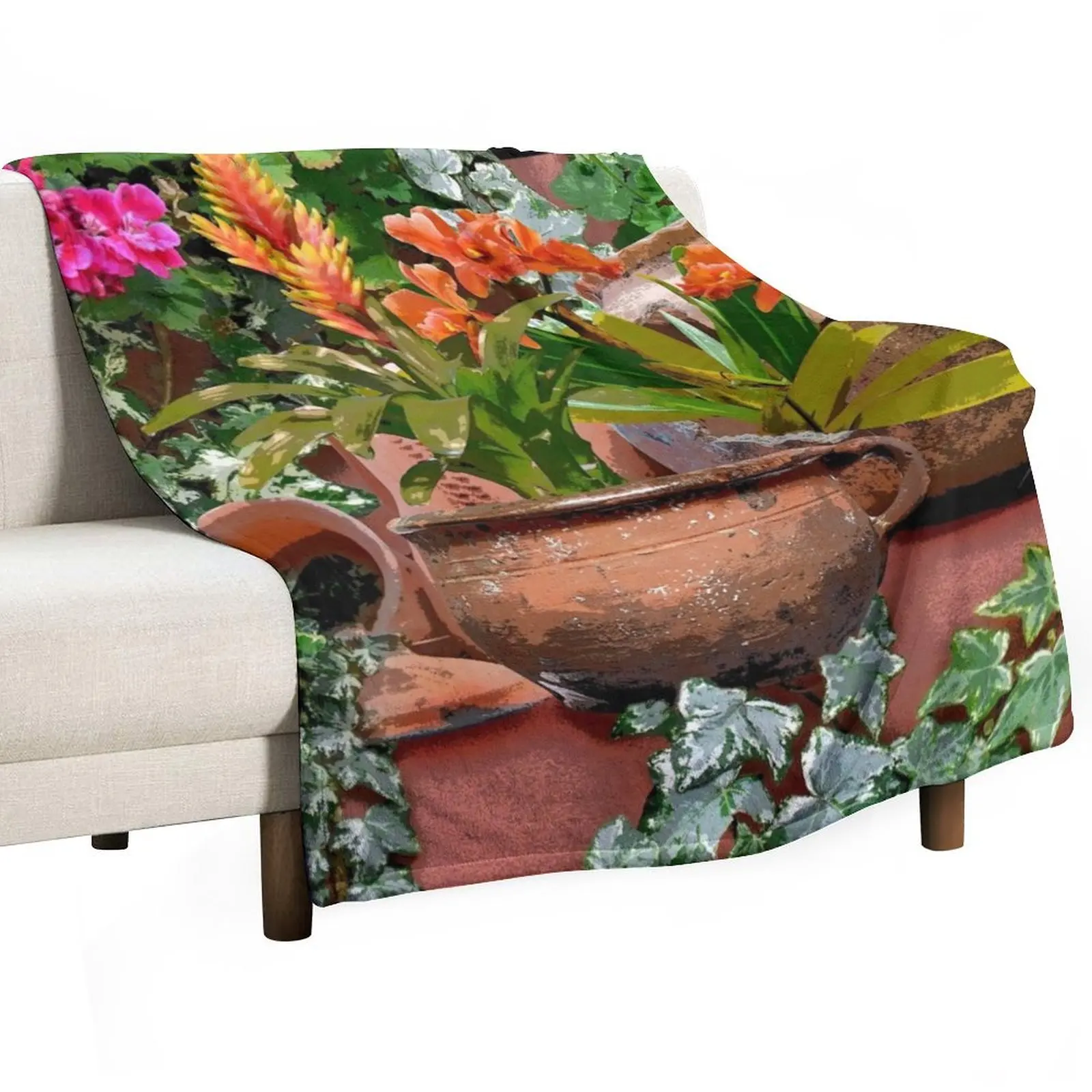 Трендовые биофильные настенные искусства орхидеи в бриккерах одеяло пушистое