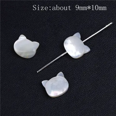 Подвеска из натуральной ракушки, искусственная швабра, перламутровая ракушка, подвеска в виде головы кота для изготовления ювелирных изделий, аксессуары для браслета «сделай сам», 9x11 мм