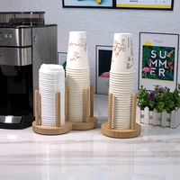 disposable paper cup taker wooden cup holder bamboo non slipwooden storage rack easy disassemble coffee milk tea cup holder