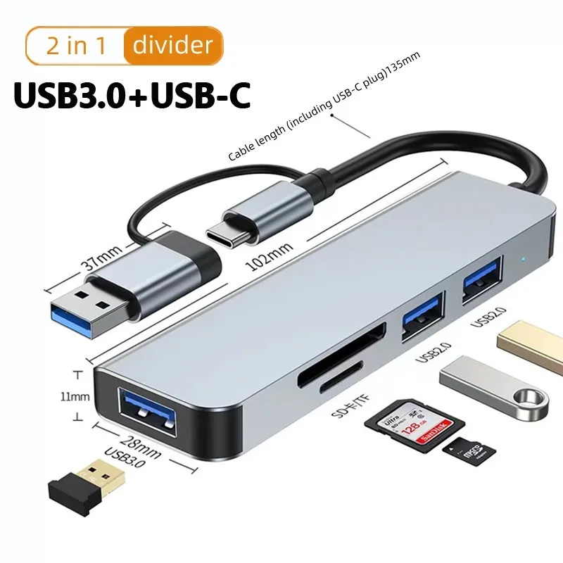 

Usb-хаб 3.0 Тип C к USB 3,0 док-станция Мульти USB сплиттер адаптер питания 4/7 порт RJ45 4K для MacBook Pro Аксессуары для ноутбуков