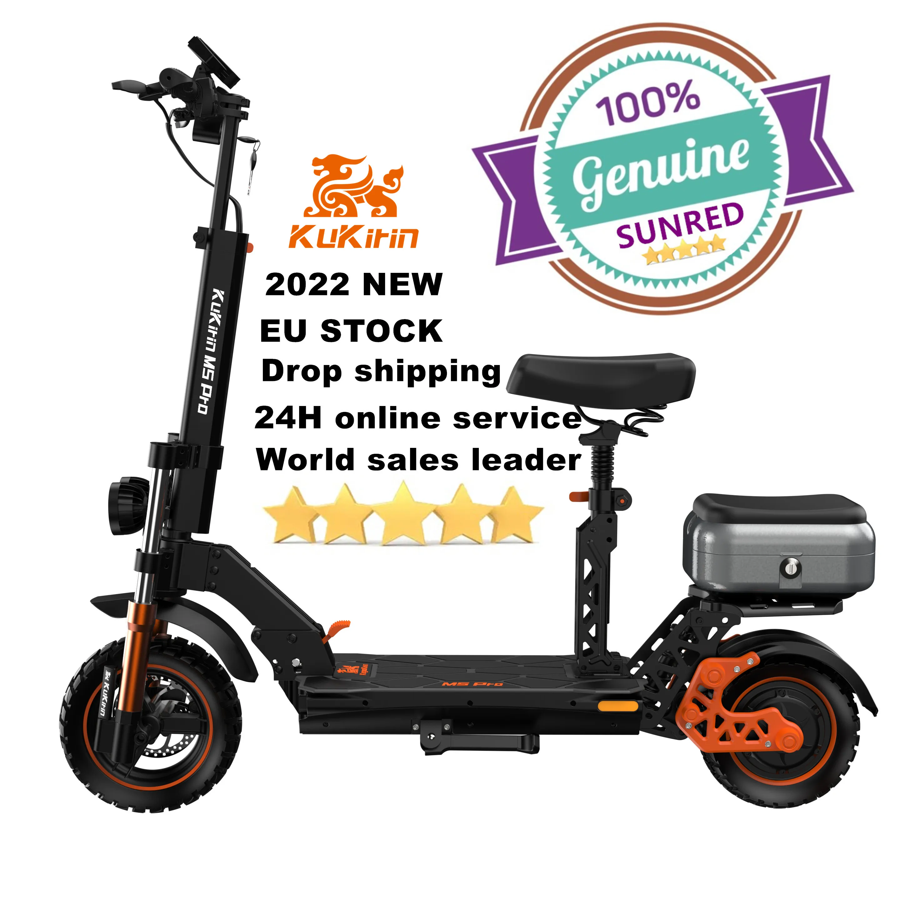 

2022 New EU Stock Free Dropshiping 48V 18AH KUGOOKIRIN M4 PRO 10" Off-road Tires 500W Motor Folding Electric Scooter with seat