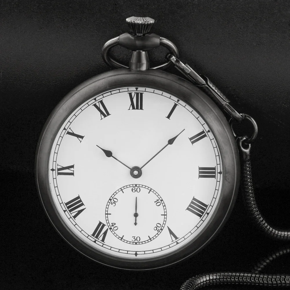 Черные Водонепроницаемые карманные часы из нержавеющей стали 316L механический