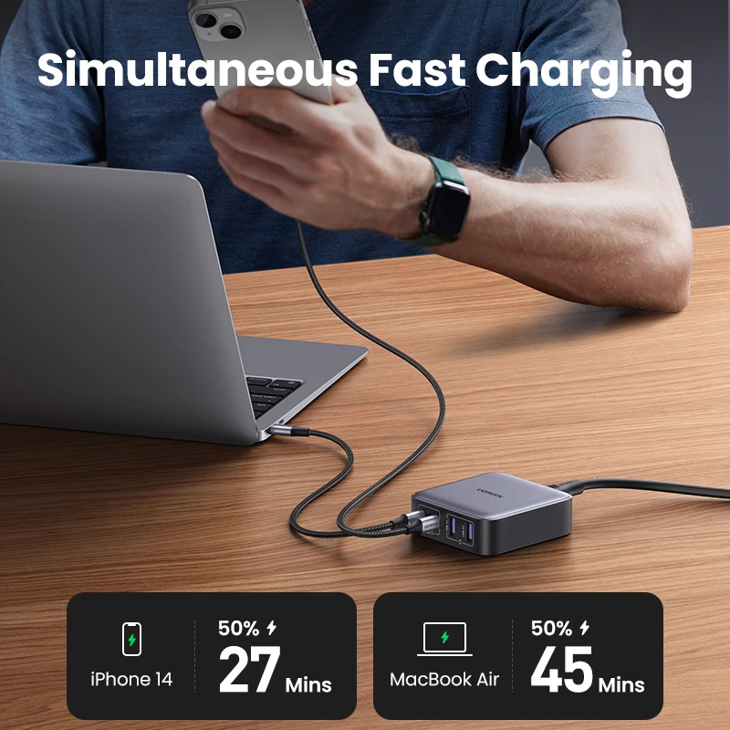 Cena 【Nowość】 Ugreen 65W GaN ładowarka Pulpit Laptop Szybka ładowarka 4 W 1 Adapter Do IPhone 14 13 12 Pro Max ładowarka Do Telefonu Xiaomi Samsung