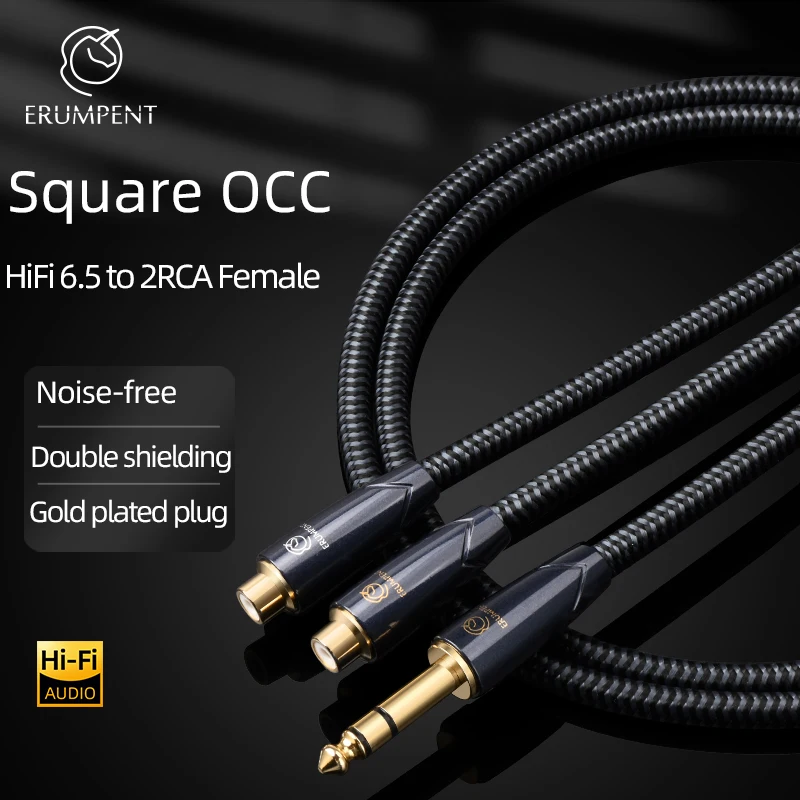 

Удлинительный кабель ERUMPENT HiFi с 6,5 на rca 6N OCC 6,5 мм на 2RCA гнездовой адаптер сплиттер для кабеля RCA