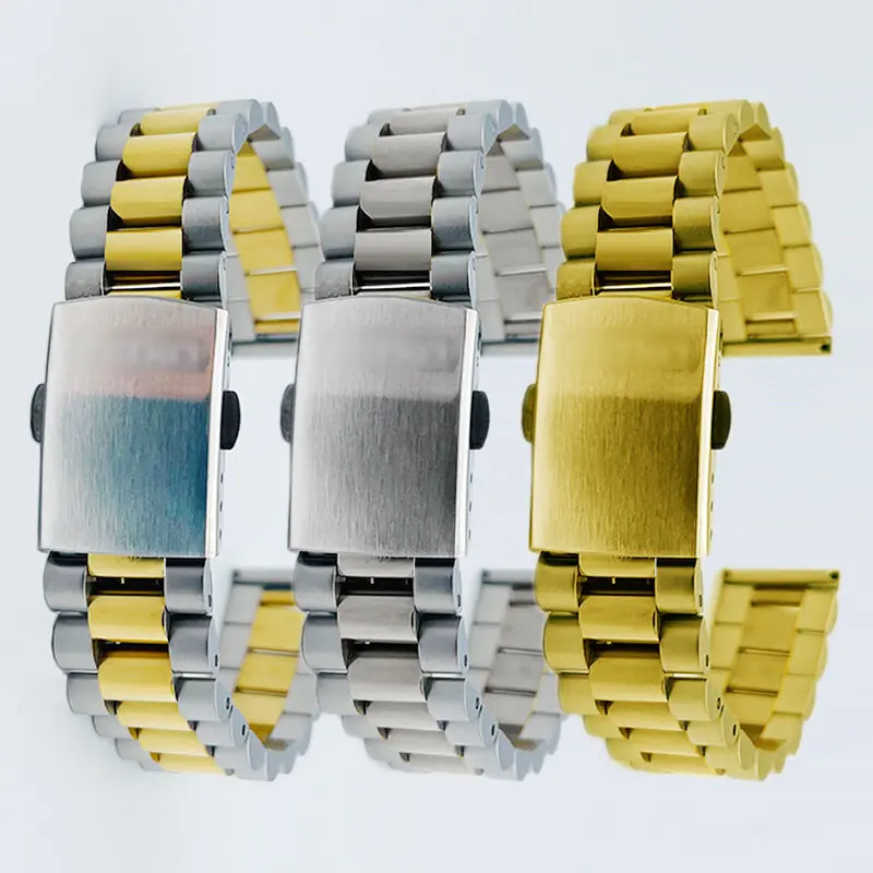 18mm 20mm 22mm Stainless Steel President Curved Straight  End Watch Band Strap Bracelet Fit For SKX Citiz Watch