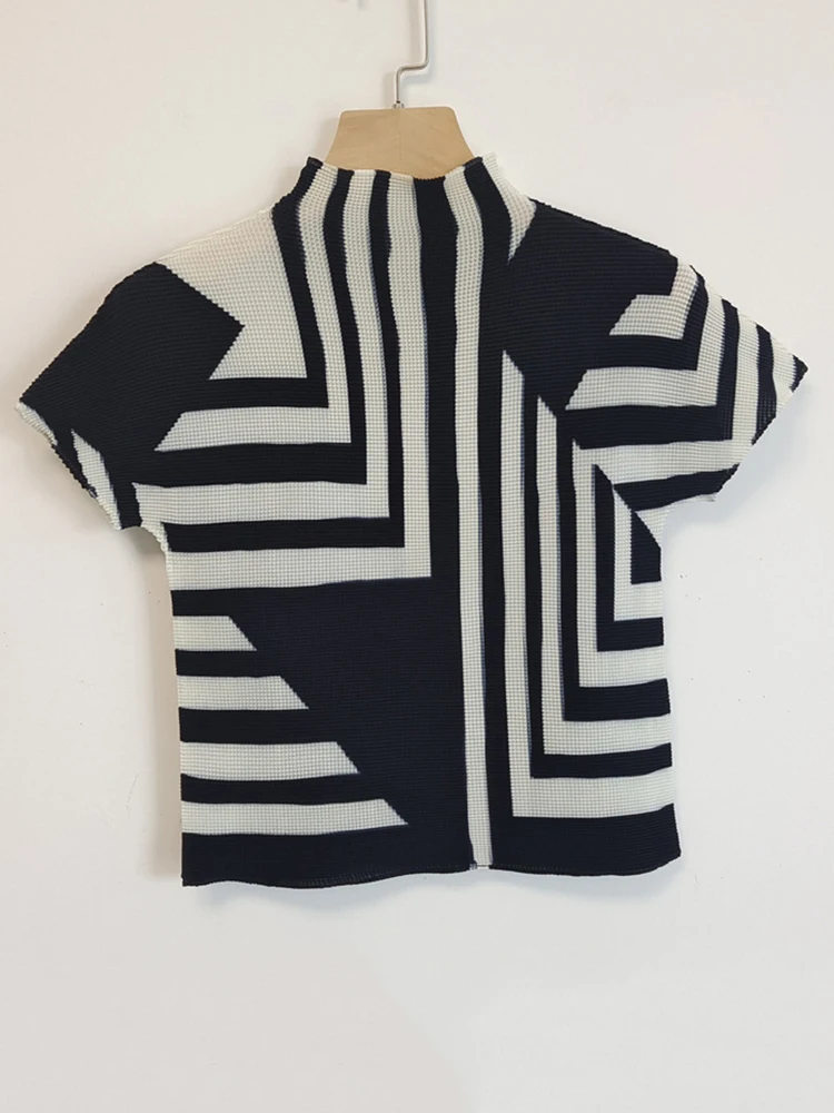 Женская плиссированная водолазка GVUW цветная футболка с коротким рукавом Женский