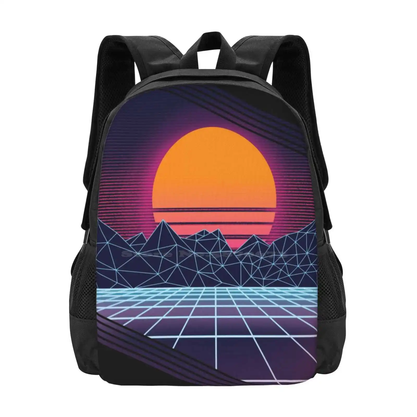 

Outrun Sunset Fashion Pattern Design Travel Laptop School Backpack Bag Outrun 80S Aesthetic 1980 Neon Vibe Sunset Tron