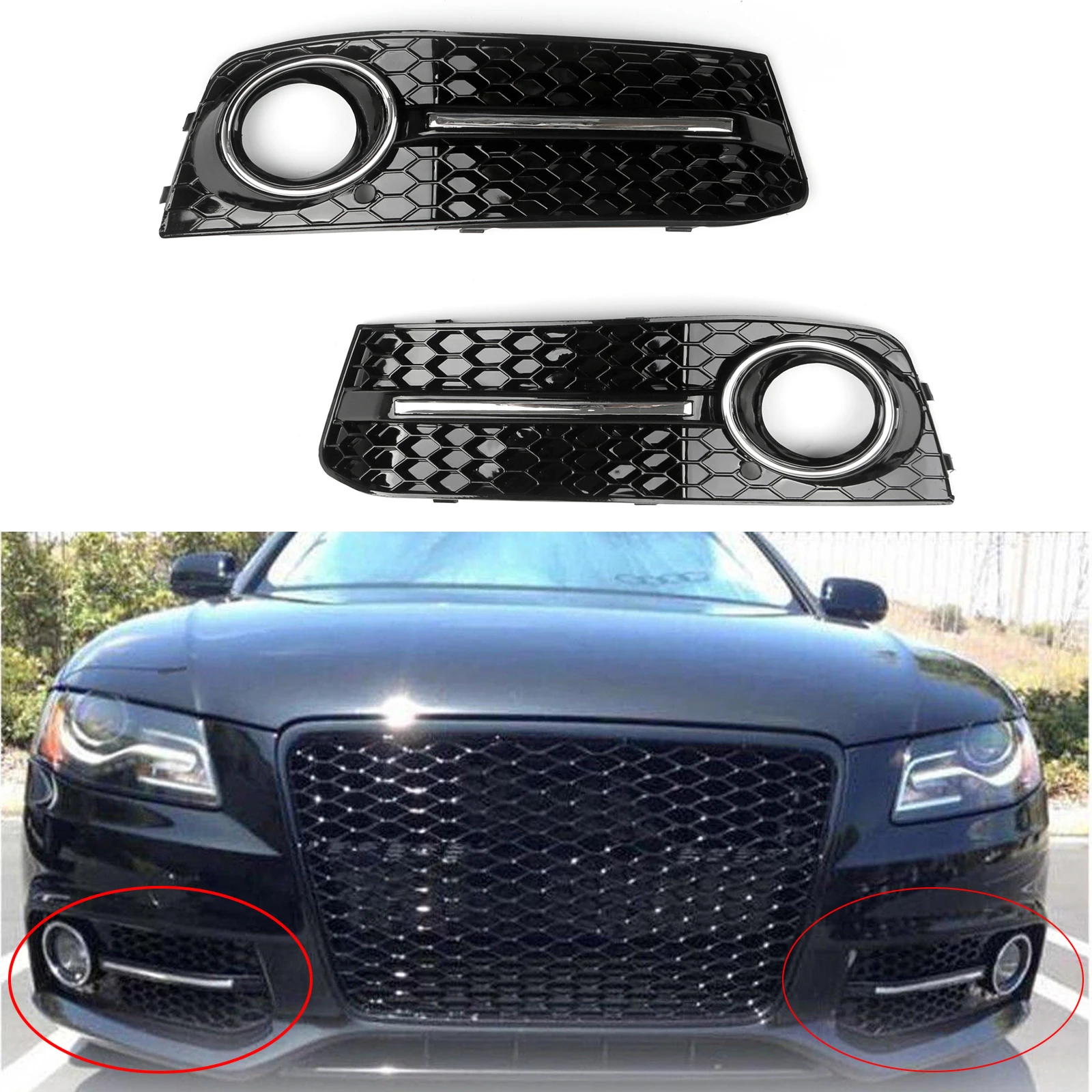 

Передний Бампер Artudatech Для Audi A4 B8 2009-2011 С Противотуманными Фарами, Решеткой И Зубчатой Решеткой Из ABS-пластика