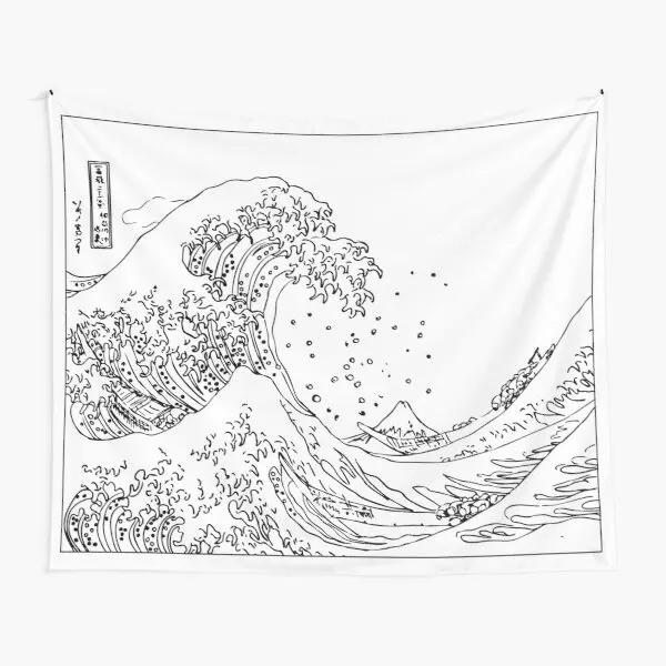 Черно-белый гобелен с волнистыми контурами художественное украшение для дома