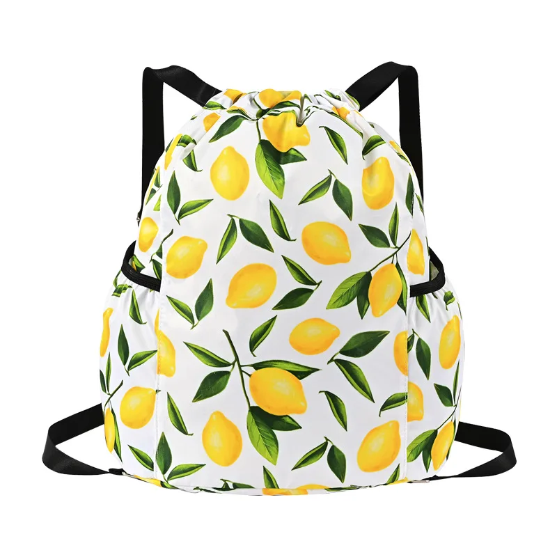 New Cartoon Printed Cute School Bag Casual Waterproof Nylon Drawstring Backpack Bag