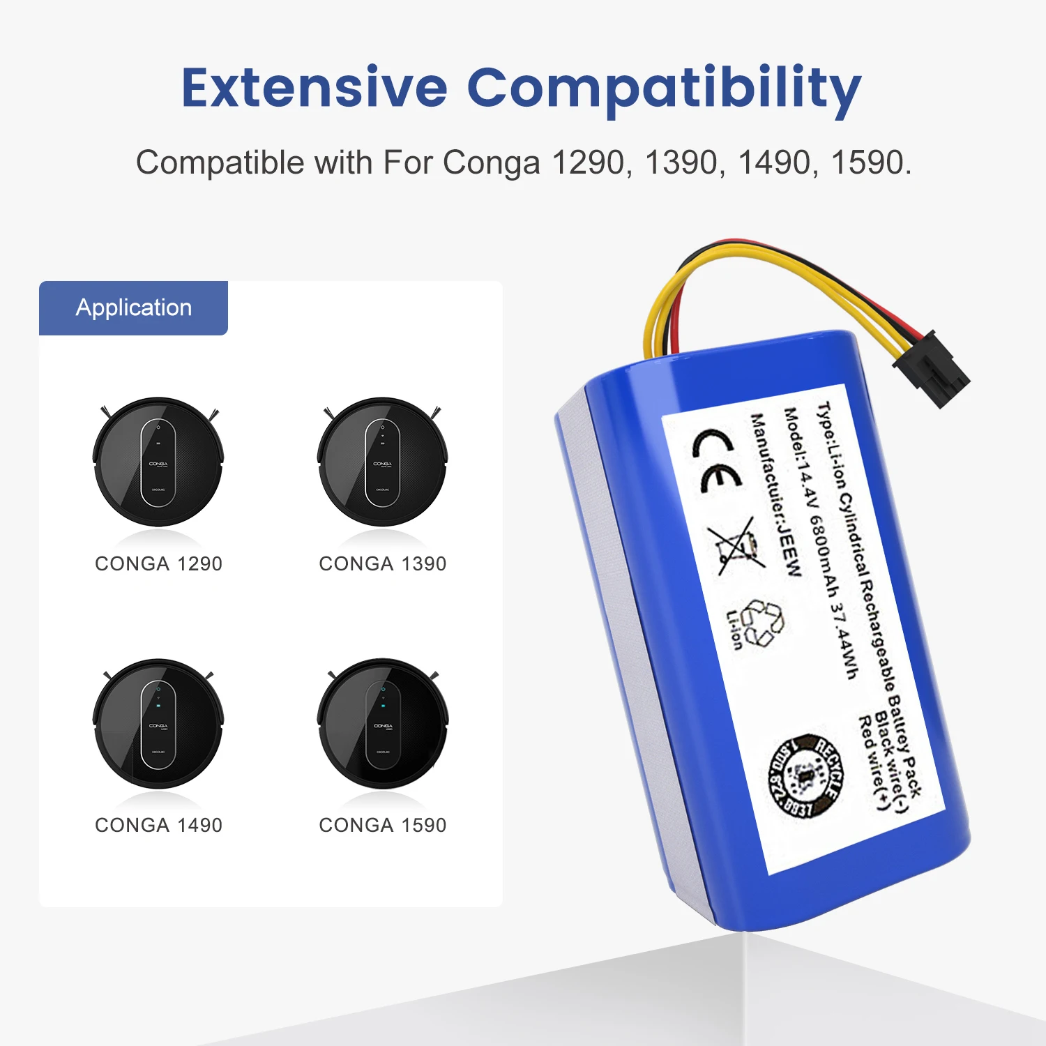 Литий-ионный аккумулятор для Cecotec Conga 14 4 6800 1290 1390 1490 1590 в | Электроника