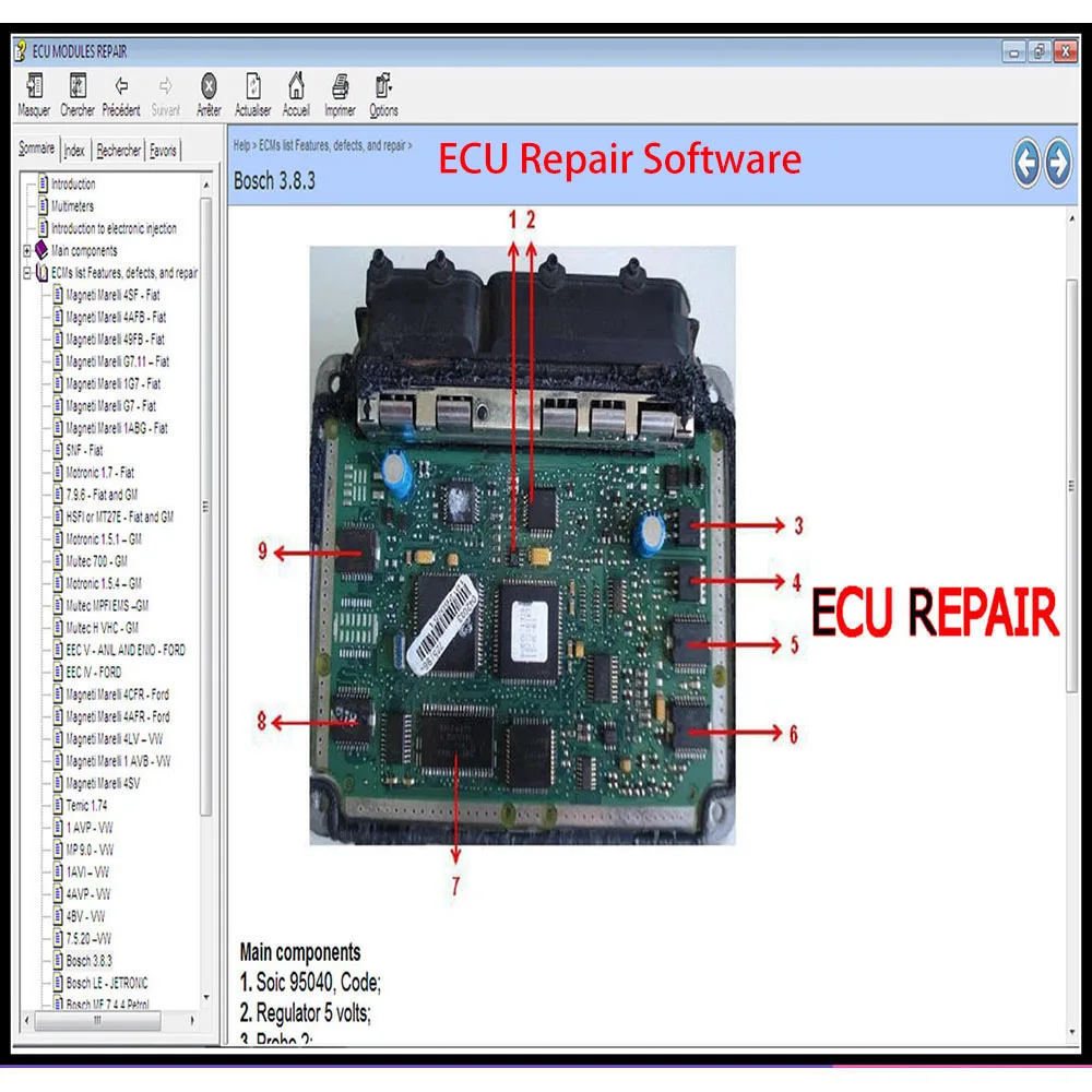 Описание программного обеспечения для ремонта ECU и определение местоположения