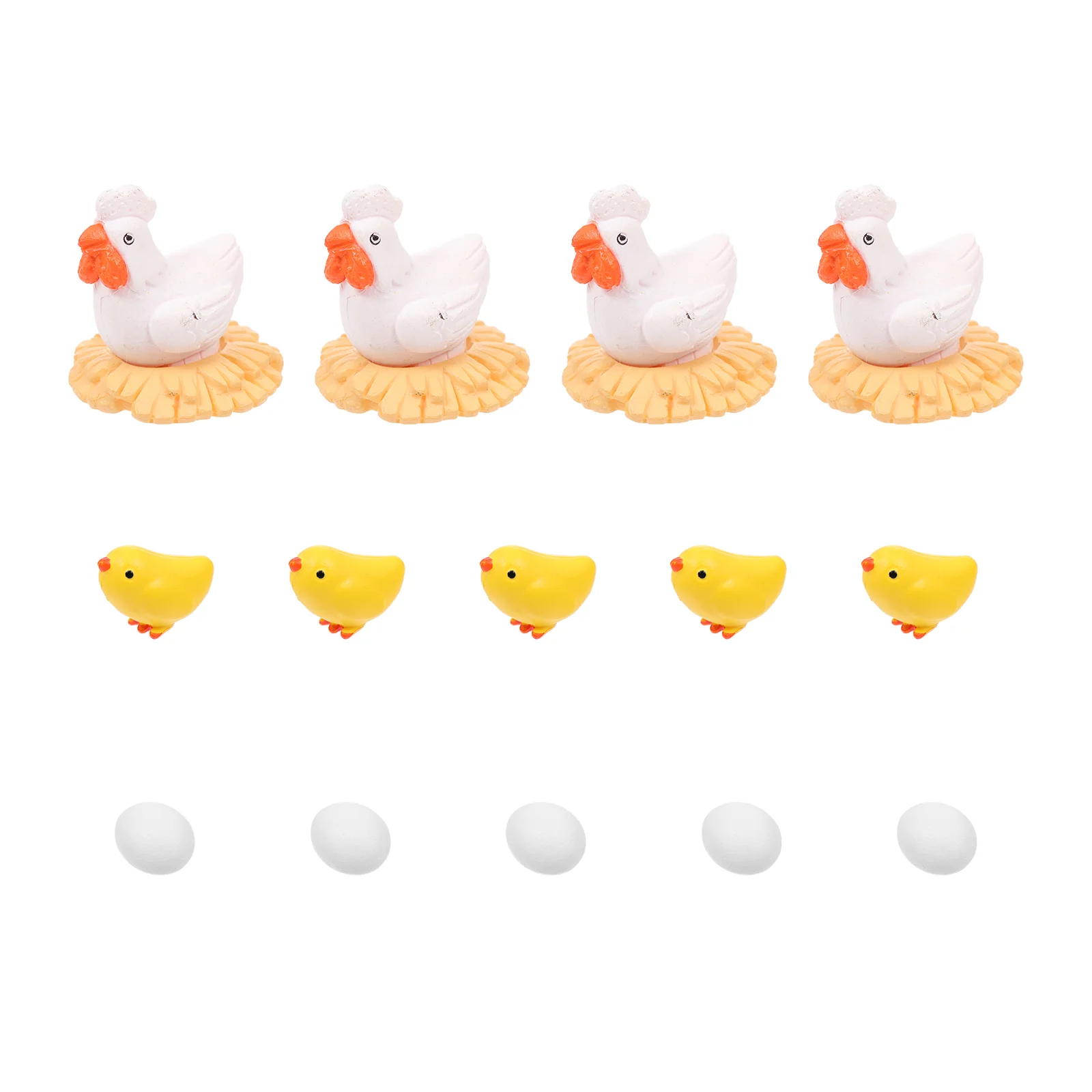

14 Pcs Chick Shape Decors Egg and Chicken Coop Model Micro Landscape Decoration