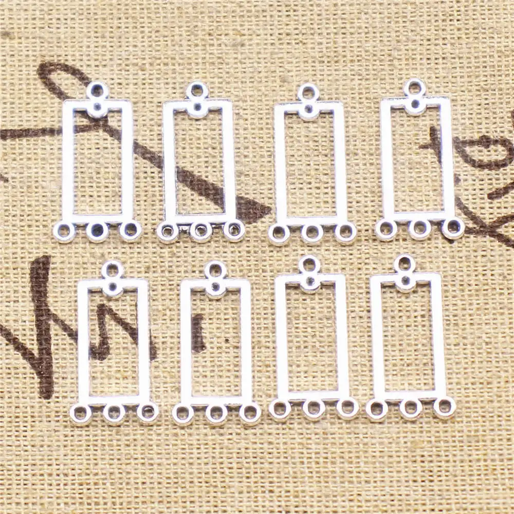 

20 Pieces Antique Silver Color Rectangle Earring Connector Diy Jewelry Cute 22X12Mm