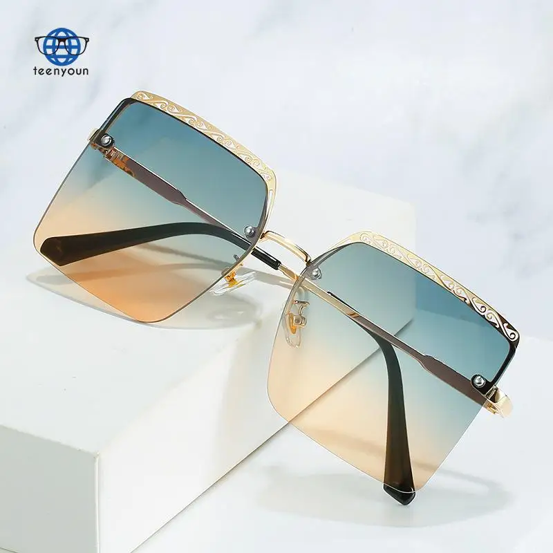 

Teenyoun 2022 New Europe And The United States Shades Rimless Trimmed Fashion Frame Uv Proof Pc Sunglas Sunglasses Sun Glasses